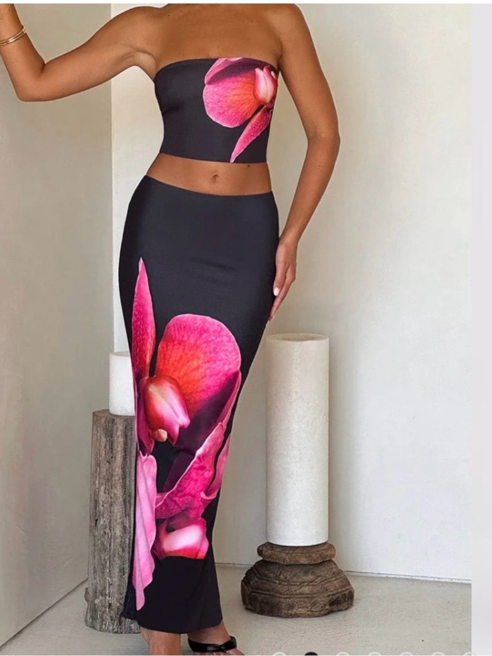 Black Maxi Floral Set